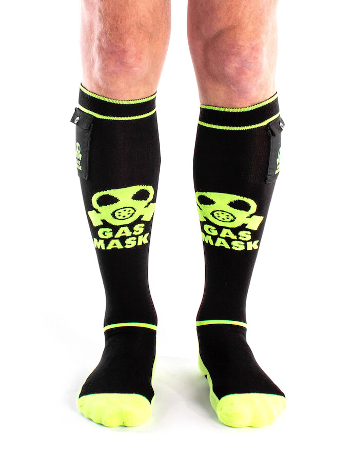 Brutus Gas Mask Party Socken mit Tasche - Schwarz/Neongelb