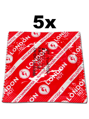 5 Stück London Kondome - Rot mit Erdbeeraroma